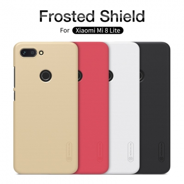 Чехол-накладка Nillkin Frosted Shield для смартфона Xiaomi Mi8 Lite, противоударный бампер, рифлёный пластик, чёрный, белый, золотой, красный, подставка для просмотра видео, Киев