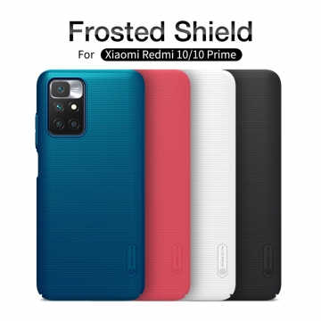 Чехол-накладка Nillkin Super Frosted Shield для смартфона Xiaomi Redmi 10 / Xiaomi Redmi 10 Prime, противоударный бампер, рифлёный пластик, накладки на кнопки регулировки громкости, чёрный, белый, золотой, красный, сапфирово-синий (Sapphire Blue), сине-зелёный (Peacock Blue), подставка для просмотра видео, Киев