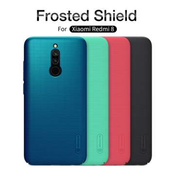 Чехол-накладка Nillkin Frosted Shield для смартфона Xiaomi Redmi 8, противоударный бампер, рифлёный пластик, чёрный, белый, золотой, красный, сине-зелёный (Peacock Blue), мятный (Mint Green), подставка для просмотра видео, Киев