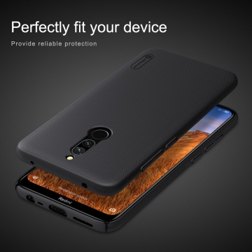 Чехол-накладка Nillkin Frosted Shield для смартфона Xiaomi Redmi 8, противоударный бампер, рифлёный пластик, чёрный, белый, золотой, красный, сине-зелёный (Peacock Blue), мятный (Mint Green), подставка для просмотра видео, Киев