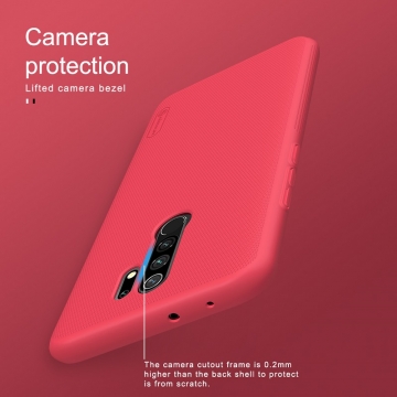 Чехол-накладка Nillkin Super Frosted Shield для смартфона Xiaomi Redmi 9, противоударный бампер, рифлёный пластик, чёрный, белый, золотой, красный, сапфирово-синий (Sapphire Blue), сине-зелёный (Peacock Blue), мятный (Mint Green), подставка для просмотра видео, Киев