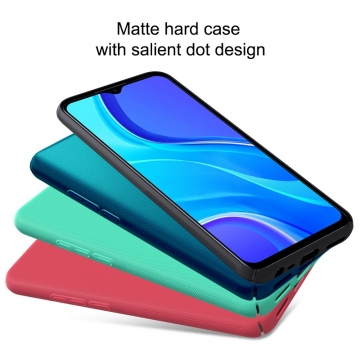 Чехол-накладка Nillkin Super Frosted Shield для смартфона Xiaomi Redmi 9, противоударный бампер, рифлёный пластик, чёрный, белый, золотой, красный, сапфирово-синий (Sapphire Blue), сине-зелёный (Peacock Blue), мятный (Mint Green), подставка для просмотра видео, Киев