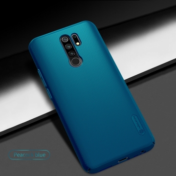 Чехол-накладка Nillkin Super Frosted Shield для смартфона Xiaomi Redmi 9, противоударный бампер, рифлёный пластик, чёрный, белый, золотой, красный, сапфирово-синий (Sapphire Blue), сине-зелёный (Peacock Blue), мятный (Mint Green), подставка для просмотра видео, Киев