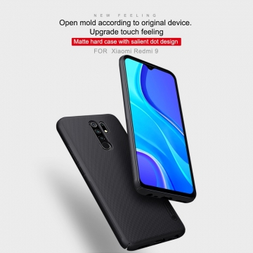 Чехол-накладка Nillkin Super Frosted Shield для смартфона Xiaomi Redmi 9, противоударный бампер, рифлёный пластик, чёрный, белый, золотой, красный, сапфирово-синий (Sapphire Blue), сине-зелёный (Peacock Blue), мятный (Mint Green), подставка для просмотра видео, Киев