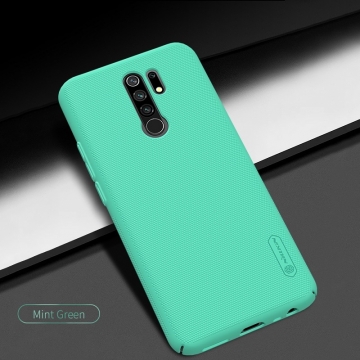 Чехол-накладка Nillkin Super Frosted Shield для смартфона Xiaomi Redmi 9, противоударный бампер, рифлёный пластик, чёрный, белый, золотой, красный, сапфирово-синий (Sapphire Blue), сине-зелёный (Peacock Blue), мятный (Mint Green), подставка для просмотра видео, Киев