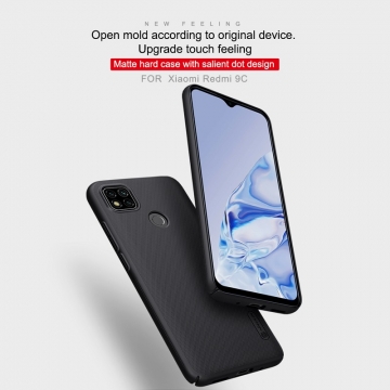 Чехол-накладка Nillkin Super Frosted Shield для смартфона Xiaomi Redmi 9C, противоударный бампер, рифлёный пластик, чёрный, белый, золотой, красный, сапфирово-синий (Sapphire Blue), сине-зелёный (Peacock Blue), мятный (Mint Green), подставка для просмотра видео, Киев