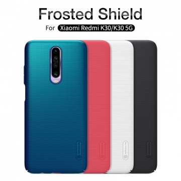 Чехол-накладка Nillkin Super Frosted Shield для смартфона Xiaomi Redmi K30, противоударный бампер, рифлёный пластик, чёрный, белый, золотой, красный, сапфирово-синий (Sapphire Blue), сине-зелёный (Peacock Blue), подставка для просмотра видео, Киев