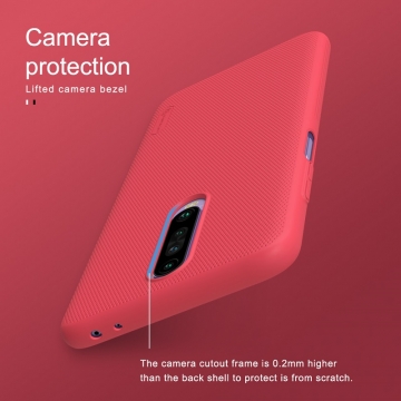 Чехол-накладка Nillkin Super Frosted Shield для смартфона Xiaomi Redmi K30, противоударный бампер, рифлёный пластик, чёрный, белый, золотой, красный, сапфирово-синий (Sapphire Blue), сине-зелёный (Peacock Blue), подставка для просмотра видео, Киев