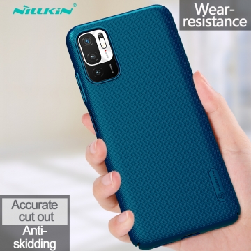 Чехол-накладка Nillkin Super Frosted Shield для смартфона Xiaomi Redmi Note 10 5G, противоударный бампер, рифлёный пластик, накладки на кнопки регулировки громкости, чёрный, белый, золотой, красный, сапфирово-синий (Sapphire Blue), сине-зелёный (Peacock Blue), подставка для просмотра видео, Киев