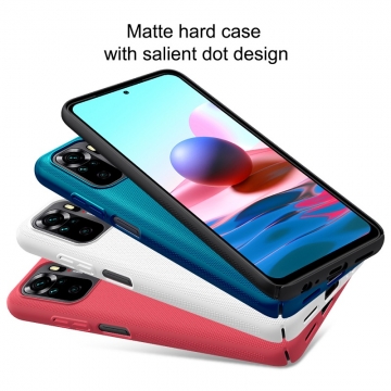 Чехол-накладка Nillkin Super Frosted Shield для смартфона Xiaomi Redmi Note 10 / Xiaomi Redmi Note 10S, противоударный бампер, рифлёный пластик, накладки на кнопки регулировки громкости, чёрный, белый, золотой, красный, сапфирово-синий (Sapphire Blue), сине-зелёный (Peacock Blue), подставка для просмотра видео, Киев