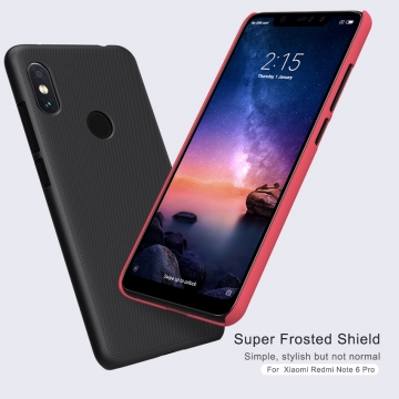 Чехол-накладка Nillkin Frosted Shield для смартфона Xiaomi RedMi Note 6 Pro, противоударный бампер, рифлёный пластик, чёрный, белый, золотой, красный, подставка для просмотра видео, Киев