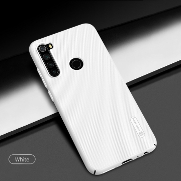 Чехол-накладка Nillkin Super Frosted Shield для смартфона Xiaomi Redmi Note 8, противоударный бампер, рифлёный пластик, чёрный, белый, золотой, красный, сапфирово-синий (Sapphire Blue), сине-зелёный (Peacock Blue), подставка для просмотра видео, Киев