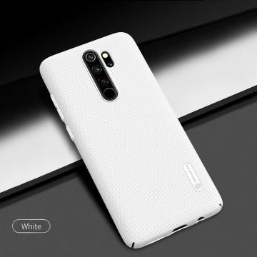 Чехол-накладка Nillkin Super Frosted Shield для смартфона Xiaomi Redmi Note 8 Pro, противоударный бампер, рифлёный пластик, чёрный, белый, золотой, красный, сапфирово-синий (Sapphire Blue), сине-зелёный (Peacock Blue), подставка для просмотра видео, Киев