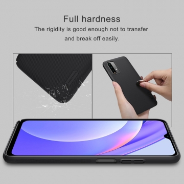 Чехол-накладка Nillkin Super Frosted Shield для смартфона Xiaomi Redmi Note 9 4G (China) / Xiaomi Redmi 9T / Xiaomi Redmi 9 Power, противоударный бампер, рифлёный пластик, накладки на кнопки регулировки громкости, чёрный, белый, золотой, красный, сапфирово-синий (Sapphire Blue), сине-зелёный (Peacock Blue), подставка для просмотра видео, Киев