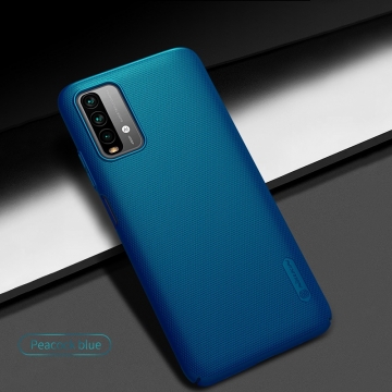 Чехол-накладка Nillkin Super Frosted Shield для смартфона Xiaomi Redmi Note 9 4G (China) / Xiaomi Redmi 9T / Xiaomi Redmi 9 Power, противоударный бампер, рифлёный пластик, накладки на кнопки регулировки громкости, чёрный, белый, золотой, красный, сапфирово-синий (Sapphire Blue), сине-зелёный (Peacock Blue), подставка для просмотра видео, Киев