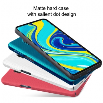 Чехол-накладка Nillkin Super Frosted Shield для смартфона Xiaomi Redmi Note 9 Pro / Xiaomi Redmi Note 9 Pro Max / Xiaomi Redmi Note 9S, противоударный бампер, рифлёный пластик, чёрный, белый, золотой, красный, сапфирово-синий (Sapphire Blue), сине-зелёный (Peacock Blue), подставка для просмотра видео, Киев