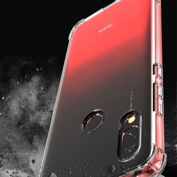 Чехол-накладка PZOZ (Airbag Version) для смартфона Xiaomi RedMi 7, термополиуретан, дополнительная защита углов смартфона «воздушными подушками», накладки на кнопки регулировки громкости и включения / выключения, двойное отверстие для крепления ремешка, прозрачный, прозрачный с чёрным оттенком, прозрачный с красным оттенком, Киев