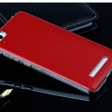 Чехол-накладка Qoowa для смартфона Xiaomi Mi4c / Xiaomi Mi4i, искусственная кожа, хромированная рамка, чёрный, белый, красный, золотой, фиолетовый, Киев