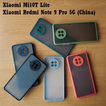 Чехол-накладка с контрастными кнопками для Xiaomi Mi10T Lite / Xiaomi Redmi Note 9 Pro 5G (China), противоударный бампер, задняя панель из полупрозрачного поликарбоната + рама из термополиуретана, накладка на кнопки регулировки громкости, двойное отверстие для крепления ремешка, чёрный, серый, синий, тёмно-зелёный, светло-зелёный, красный, розовый, Киев