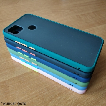 Чехол-накладка с контрастными кнопками для Xiaomi Redmi 9C, противоударный бампер, задняя панель из полупрозрачного поликарбоната + рама из термополиуретана, накладка на кнопки регулировки громкости, двойное отверстие для крепления ремешка, чёрный, серый, синий, тёмно-зелёный, светло-зелёный, розовый, Киев