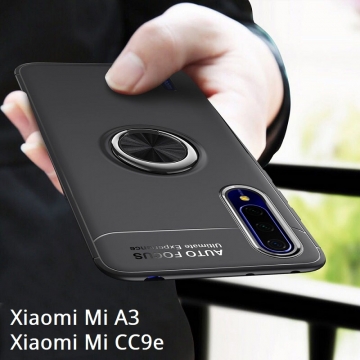 Чехол-накладка с магнитным кольцом для смартфона Xiaomi Mi A3 / Xiaomi Mi CC9e, противоударный чехол, термополиуретан (TPU), накладки на кнопки регулировки громкости и включения / выключения, несъёмное кольцо для пальца, которое также можно использовать как подставку при просмотре видео, угол поворота кольца 360 градусов, угол наклона кольца 150 градусов, металлический сердечник крепится к автомобильным магнитным держателям, чёрный, синий, красный, розовый, Киев