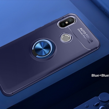 Чехол-накладка с магнитным кольцом для смартфона Xiaomi Mi8 SE, термополиуретан (TPU), накладки на кнопки регулировки громкости и включения / выключения, несъёмное кольцо для пальца, которое также можно использовать как подставку при просмотре видео, угол поворота кольца 360 градусов, угол наклона кольца 150 градусов, металлический сердечник крепится к автомобильным магнитным держателям, чёрный, синий, красный, розовый, Киев