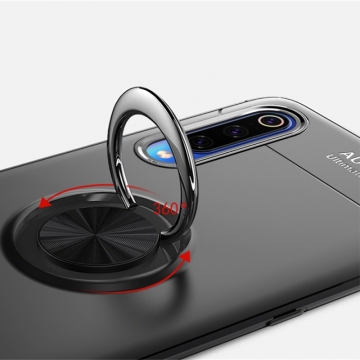 Чехол-накладка с магнитным кольцом для смартфона Xiaomi Mi9 Lite / Xiaomi Mi CC9, противоударный бампер, термополиуретан (TPU), накладки на кнопки регулировки громкости и включения / выключения, несъёмное кольцо для пальца, которое также можно использовать как подставку при просмотре видео, угол поворота кольца 360 градусов, угол наклона кольца 150 градусов, металлический сердечник крепится к автомобильным магнитным держателям, чёрный, синий, красный, розовый, Киев