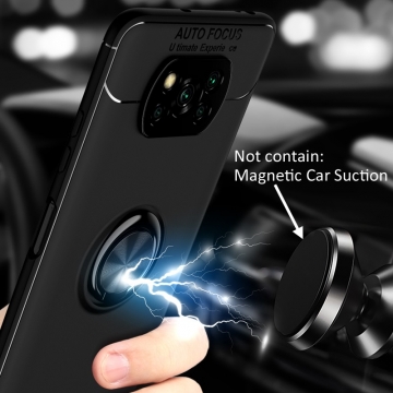 Чехол-накладка с магнитным кольцом для смартфона Xiaomi Poco X3, противоударный бампер, термополиуретан (TPU), накладки на кнопки регулировки громкости и включения / выключения, несъёмное кольцо для пальца, которое также можно использовать как подставку при просмотре видео, угол поворота кольца 360 градусов, угол наклона кольца 150 градусов, металлический сердечник крепится к автомобильным магнитным держателям, чёрный, синий, красный, розовый, Киев