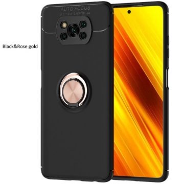 Чехол-накладка с магнитным кольцом для смартфона Xiaomi Poco X3, противоударный бампер, термополиуретан (TPU), накладки на кнопки регулировки громкости и включения / выключения, несъёмное кольцо для пальца, которое также можно использовать как подставку при просмотре видео, угол поворота кольца 360 градусов, угол наклона кольца 150 градусов, металлический сердечник крепится к автомобильным магнитным держателям, чёрный, синий, красный, розовый, Киев