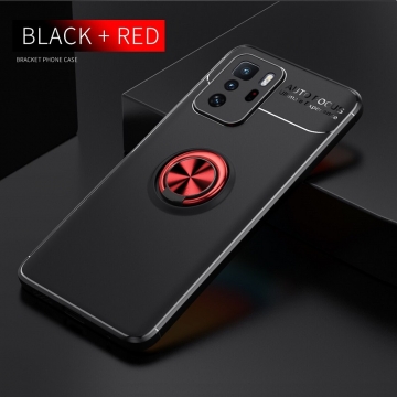 Чехол-накладка с магнитным кольцом для смартфона Xiaomi Poco X3 GT / Xiaomi Redmi Note 10 Pro 5G (China), противоударный бампер, термополиуретан (TPU), накладки на кнопки регулировки громкости и включения / выключения, несъёмное кольцо для пальца, которое также можно использовать как подставку при просмотре видео, угол поворота кольца 360 градусов, угол наклона кольца 150 градусов, металлический сердечник крепится к автомобильным магнитным держателям, чёрный, синий, красный, розовый, Киев