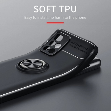 Чехол-накладка с магнитным кольцом для смартфона Xiaomi Redmi 10 / Xiaomi Redmi 10 Prime, противоударный бампер, термополиуретан (TPU), накладки на кнопки регулировки громкости и включения / выключения, несъёмное кольцо для пальца, которое также можно использовать как подставку при просмотре видео, угол поворота кольца 360 градусов, угол наклона кольца 150 градусов, металлический сердечник крепится к автомобильным магнитным держателям, чёрный, синий, красный, розовый, Киев