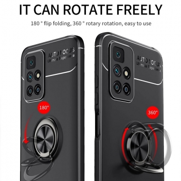 Чехол-накладка с магнитным кольцом для смартфона Xiaomi Redmi 10 / Xiaomi Redmi 10 Prime, противоударный бампер, термополиуретан (TPU), накладки на кнопки регулировки громкости и включения / выключения, несъёмное кольцо для пальца, которое также можно использовать как подставку при просмотре видео, угол поворота кольца 360 градусов, угол наклона кольца 150 градусов, металлический сердечник крепится к автомобильным магнитным держателям, чёрный, синий, красный, розовый, Киев