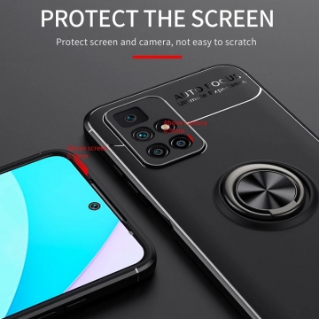Чехол-накладка с магнитным кольцом для смартфона Xiaomi Redmi 10 / Xiaomi Redmi 10 Prime, противоударный бампер, термополиуретан (TPU), накладки на кнопки регулировки громкости и включения / выключения, несъёмное кольцо для пальца, которое также можно использовать как подставку при просмотре видео, угол поворота кольца 360 градусов, угол наклона кольца 150 градусов, металлический сердечник крепится к автомобильным магнитным держателям, чёрный, синий, красный, розовый, Киев