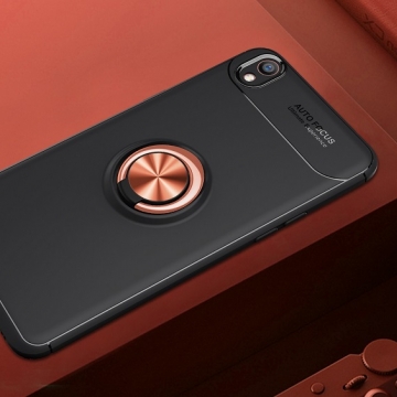 Чехол-накладка с магнитным кольцом для смартфона Xiaomi Redmi 7A, противоударный чехол, термополиуретан (TPU), накладки на кнопки регулировки громкости и включения / выключения, несъёмное кольцо для пальца, которое также можно использовать как подставку при просмотре видео, угол поворота кольца 360 градусов, угол наклона кольца 150 градусов, металлический сердечник крепится к автомобильным магнитным держателям, чёрный, синий, красный, розовый, Киев