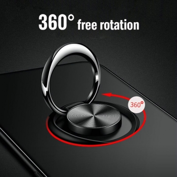 Чехол-накладка с магнитным кольцом для смартфона Xiaomi Redmi 8, противоударный бампер, термополиуретан (TPU), накладки на кнопки регулировки громкости и включения / выключения, несъёмное кольцо для пальца, которое также можно использовать как подставку при просмотре видео, угол поворота кольца 360 градусов, угол наклона кольца 150 градусов, металлический сердечник крепится к автомобильным магнитным держателям, чёрный, синий, красный, розовый, Киев