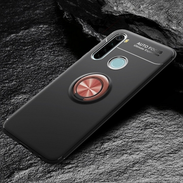 Чехол-накладка с магнитным кольцом для смартфона Xiaomi Redmi Note 8, противоударный чехол, термополиуретан (TPU), накладки на кнопки регулировки громкости и включения / выключения, несъёмное кольцо для пальца, которое также можно использовать как подставку при просмотре видео, угол поворота кольца 360 градусов, угол наклона кольца 150 градусов, металлический сердечник крепится к автомобильным магнитным держателям, чёрный, синий, красный, розовый, Киев