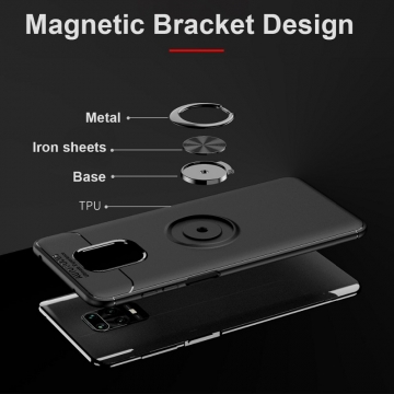 Чехол-накладка с магнитным кольцом для смартфона Xiaomi Redmi Note 9 Pro / Xiaomi Redmi Note 9 Pro Max / Xiaomi Redmi Note 9S, противоударный чехол, термополиуретан (TPU), накладки на кнопки регулировки громкости и включения / выключения, кольцо для пальца, которое также можно использовать как подставку при просмотре видео, угол поворота кольца 360 градусов, угол наклона кольца 150 градусов, металлический сердечник крепится к автомобильным магнитным держателям, чёрный, синий, красный, розовый, Киев