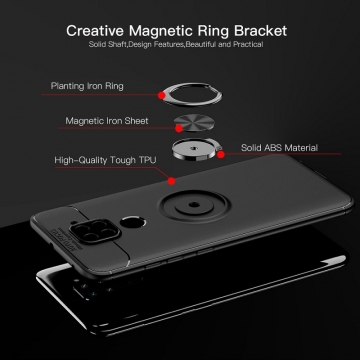 Чехол-накладка с магнитным кольцом для смартфона Xiaomi Redmi Note 9 / Xiaomi Redmi 10X 4G, противоударный чехол, термополиуретан (TPU), накладки на кнопки регулировки громкости и включения / выключения, несъёмное кольцо для пальца, которое также можно использовать как подставку при просмотре видео, угол поворота кольца 360 градусов, угол наклона кольца 150 градусов, металлический сердечник крепится к автомобильным магнитным держателям, чёрный, синий, красный, розовый, Киев