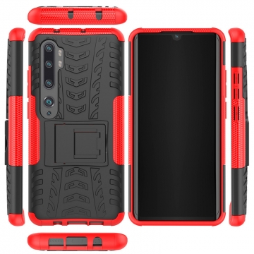 Чехол-накладка с подставкой для смартфона Xiaomi Mi Note 10 / Xiaomi Mi CC9 Pro, бронированный бампер, поликарбонат + термополиуретан, сочетание жёсткости с гибкостью, в чехол встроена подставка для просмотра видео, чёрный + чёрный, чёрный + красный, чёрный + оранжевый, чёрный +розовый, чёрный + синий, чёрный + фиолетовый, чёрный + зелёный, чёрный + белый, Киев