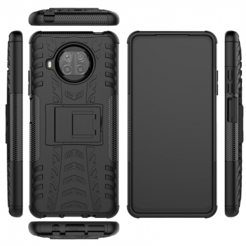 Чехол-накладка с подставкой для смартфона Xiaomi Mi10T Lite / Xiaomi Redmi Note 9 Pro 5G (China), бронированный противоударный бампер, поликарбонат + термополиуретан, сочетание жёсткости с гибкостью, в чехол встроена подставка для просмотра видео, чёрный + чёрный, чёрный + красный, чёрный + оранжевый, чёрный +розовый, чёрный + синий, чёрный + фиолетовый, чёрный + зелёный, чёрный + белый, Киев