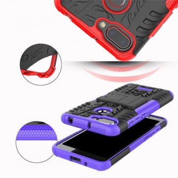 Чехол-накладка с подставкой для смартфона Xiaomi Redmi 6, бронированный бампер, поликарбонат + термополиуретан, сочетание жёсткости с гибкостью, в чехол встроена подставка для просмотра видео, чёрный + чёрный, чёрный + красный, чёрный + оранжевый, чёрный +розовый, чёрный + синий, чёрный + фиолетовый, чёрный + зелёный, чёрный + белый, Киев