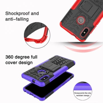 Чехол-накладка с подставкой для смартфона Xiaomi Redmi Note 5 / RedMi Note 5 Pro, бронированный бампер, поликарбонат + термополиуретан, сочетание жёсткости с гибкостью, в чехол встроена подставка для просмотра видео, чёрный + чёрный, чёрный + красный, чёрный + оранжевый, чёрный +розовый, чёрный + синий, чёрный + фиолетовый, чёрный + зелёный, чёрный + белый, Киев