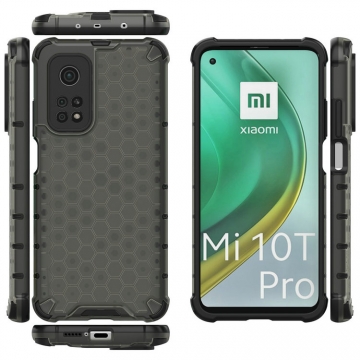 Чехол-накладка с рисунком в виде сот для смартфона Xiaomi Mi10T / Xiaomi Mi10T Pro / Xiaomi Redmi K30S, противоударный бампер, задняя панель из поликарбоната, рама из термополиуретана, сочетание жёсткости с гибкостью, дополнительная защита углов смартфона «воздушными подушками», накладка на кнопки регулировки громкости, чёрный + прозрачный, чёрный + серый, чёрный + красный, чёрный + синий, чёрный + зелёный, Киев