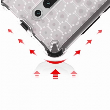 Чехол-накладка с рисунком в виде сот для смартфона Xiaomi Redmi K20 / Xiaomi Redmi K20 Pro / Xiaomi Mi9T / Xiaomi Mi9T Pro, задняя панель из поликарбоната, рама из термополиуретана, сочетание жёсткости с гибкостью, дополнительная защита углов смартфона «воздушными подушками», накладка на кнопки регулировки громкости и включения / выключения, чёрный + прозрачный, чёрный + серый, чёрный + красный, чёрный + синий, чёрный + зелёный, Киев