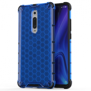 Чехол-накладка с рисунком в виде сот для смартфона Xiaomi Redmi K20 / Xiaomi Redmi K20 Pro / Xiaomi Mi9T / Xiaomi Mi9T Pro, задняя панель из поликарбоната, рама из термополиуретана, сочетание жёсткости с гибкостью, дополнительная защита углов смартфона «воздушными подушками», накладка на кнопки регулировки громкости и включения / выключения, чёрный + прозрачный, чёрный + серый, чёрный + красный, чёрный + синий, чёрный + зелёный, Киев