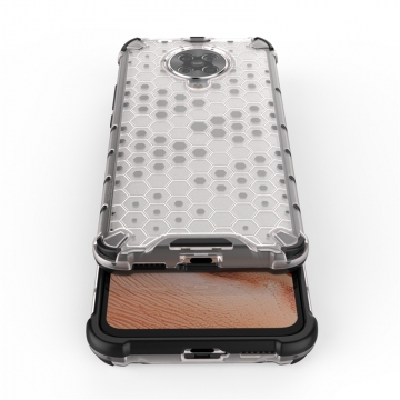 Чехол-накладка с рисунком в виде сот для смартфона Xiaomi Redmi K30 Pro / Xiaomi Poco F2 Pro, задняя панель из поликарбоната, рама из термополиуретана, сочетание жёсткости с гибкостью, дополнительная защита углов смартфона «воздушными подушками», накладка на кнопки регулировки громкости, чёрный + прозрачный, чёрный + серый, чёрный + красный, чёрный + синий, чёрный + зелёный, Киев
