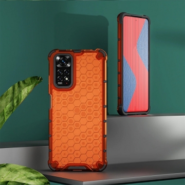 Чехол-накладка с рисунком в виде сот для смартфона Xiaomi Redmi Note 11 / Xiaomi Redmi Note 11S, противоударный бампер, задняя панель из поликарбоната, рама из термополиуретана, сочетание жёсткости с гибкостью, дополнительная защита углов смартфона «воздушными подушками», накладка на кнопки регулировки громкости, чёрный + прозрачный, чёрный + серый, чёрный + красный, чёрный + синий, чёрный + зелёный, Киев