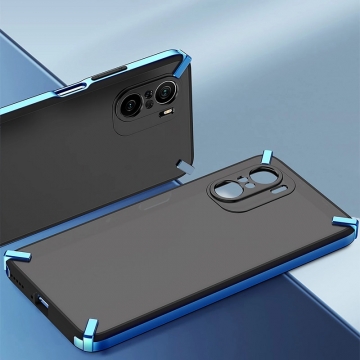 Чехол-накладка X-4 Series для Xiaomi Poco F3 / Xiaomi Redmi K40 / Xiaomi Redmi K40 Pro / Xiaomi Mi 11i, полупрозрачный поликарбонат с серым оттенком, рама из цветного поликарбоната, дополнительная защита углов смартфона, накладка на кнопки регулировки громкости, серый, синий, красный,  розовый, Киев