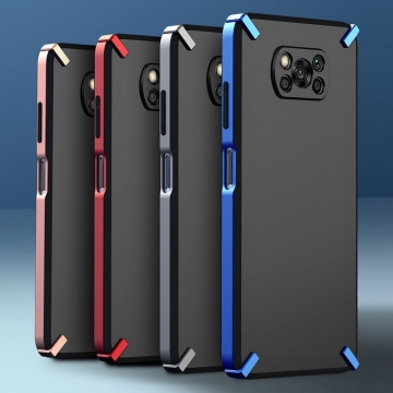 Чехол-накладка X-4 Series для смартфона Xiaomi Poco X3 / Xiaomi Poco X3 Pro, полупрозрачный поликарбонат с серым оттенком, рама из цветного поликарбоната, дополнительная защита углов смартфона, накладка на кнопки регулировки громкости, серый, синий, красный,  розовый, Киев