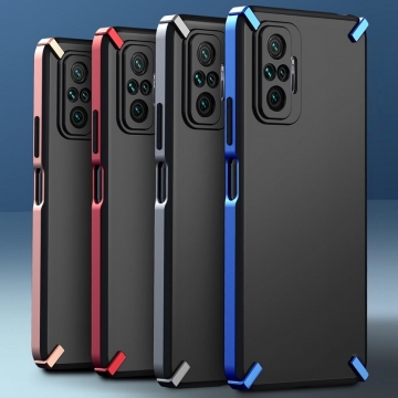 Чехол-накладка X-4 Series для смартфона Xiaomi Redmi Note 10 Pro / Xiaomi Redmi Note 10 Pro Max, полупрозрачный поликарбонат с серым оттенком, рама из цветного поликарбоната, дополнительная защита углов смартфона, накладка на кнопки регулировки громкости, серый, синий, красный,  розовый, Киев